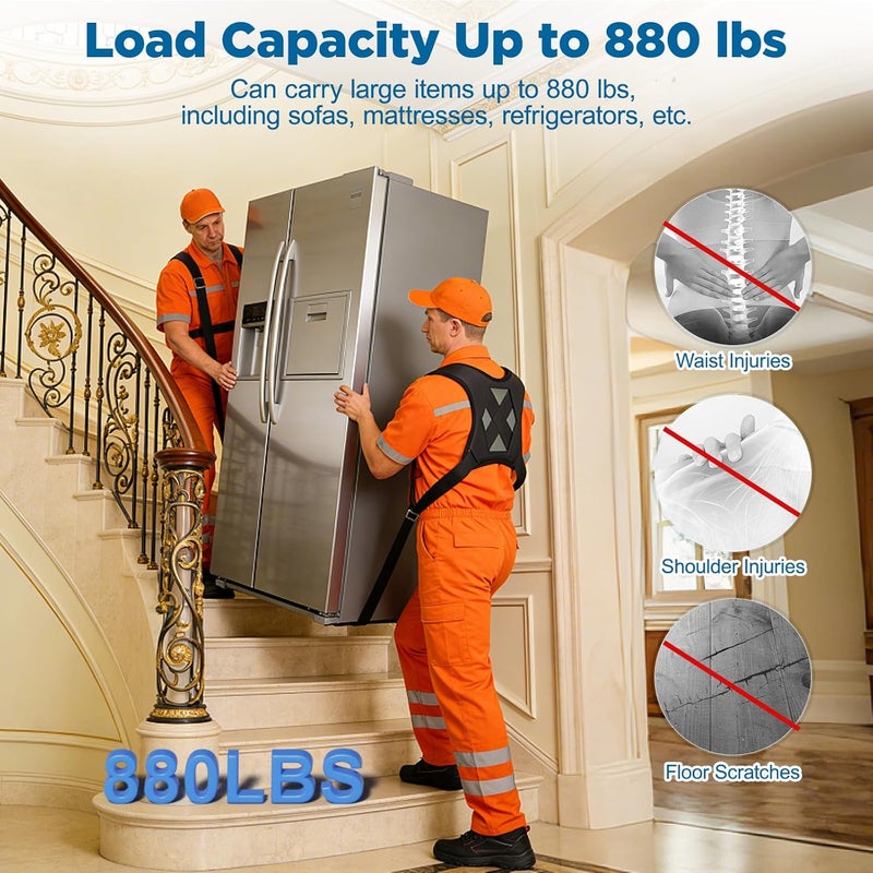 NOCOEX Moving Straps 2-Person for Lifting - Shoulder Lifting and Moving System with Back Support for Movers Easily & Safely Carry Furniture Appliance Mattresses Heavy Object Up to 880 lbs Like a Pro - Image 2